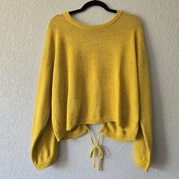 Lulus Sweaters - Lulus L Cozy Opportunity Mustard Yellow Cutout Drawstring Sweater